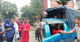বারহাট্টায় অবসরপ্রাপ্ত পুলিশ কনস্টেবলকে রাজকীয় বিদায় সংবর্ধনা