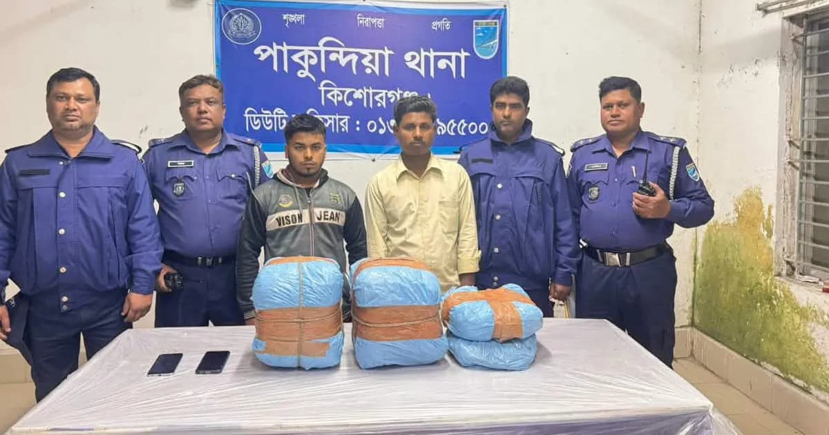 পাকুন্দিয়ায় ১০ কেজি গাঁজাসহ দুই মাদক বিক্রেতা গ্রেফতার