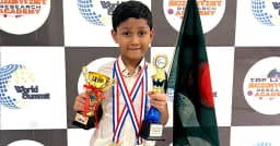 আন্তর্জাতিক মেধা প্রতিযোগিতায় আহনাফের সাফল্য: অর্জন ৩ ট্রফি ও ২ স্বর্ণপদক
