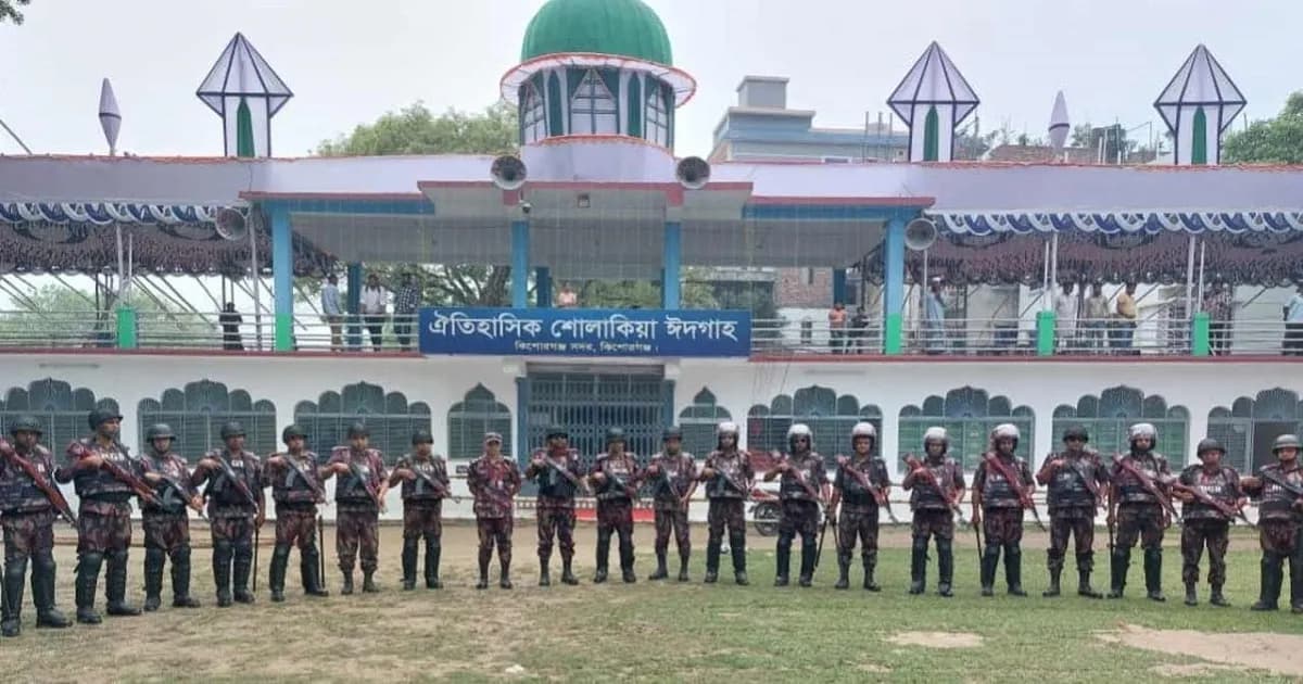 শোলাকিয়ায় নিরাপদ ঈদ জামাতের লক্ষ্যে মোতায়েন ৫ প্লাটুন বিজিবি