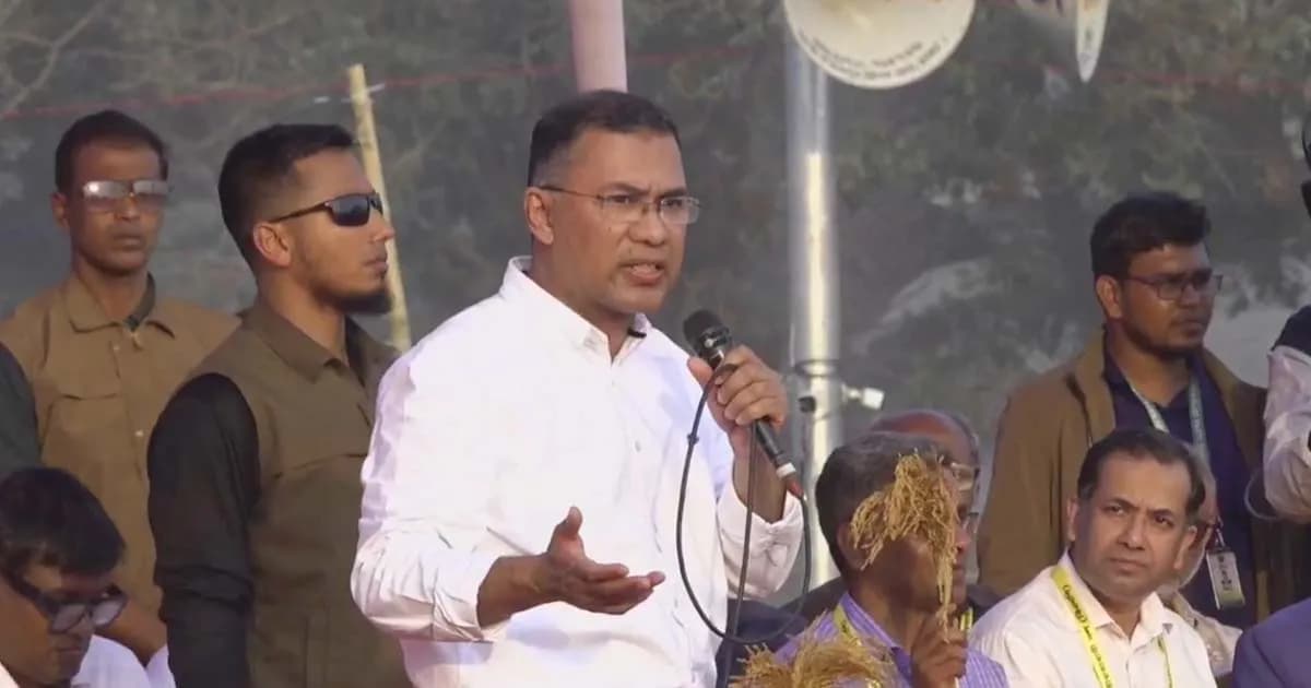 মঞ্চে তারেক রহমান, দ্বিধা-দ্বন্দ্ব ভুলে কাজ করার আহ্বান