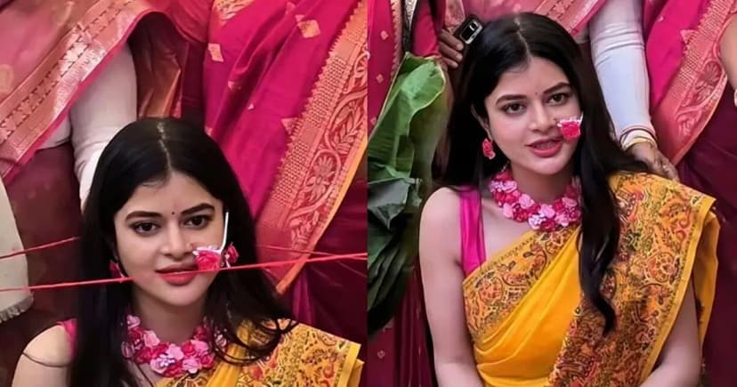 বিয়ের আগে ভাইরাল মধুমিতার গায়ে হলুদ