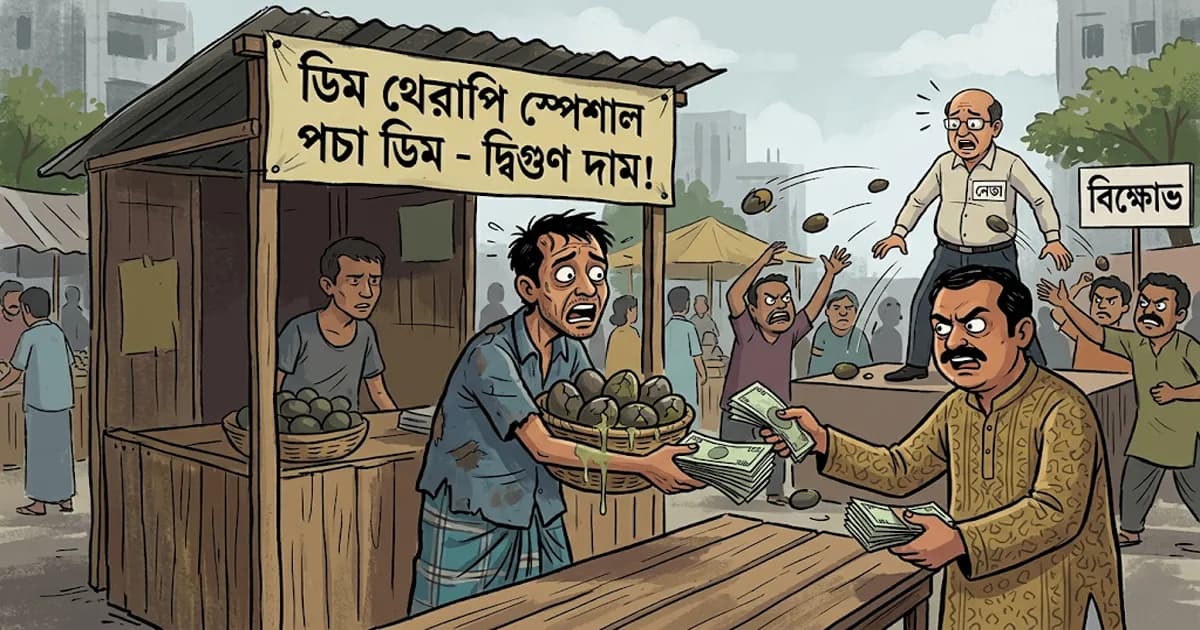 নেতাদের ‘ডিম থেরাপি’ দিতে দ্বিগুণ দামে বিক্রি হচ্ছে পচা ডিম!