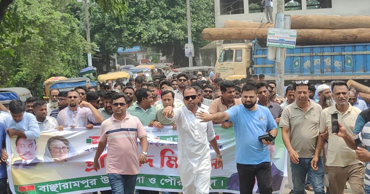 আ.লীগের প্রতিষ্ঠাবার্ষিকী ঘিরে বাঞ্ছারামপুরে যুবদলের বিক্ষোভ মিছিল