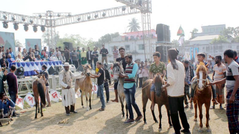 নওগাঁ হানাদার মুক্ত দিবসে ঘোড়দৌড় প্রতিযোগিতা