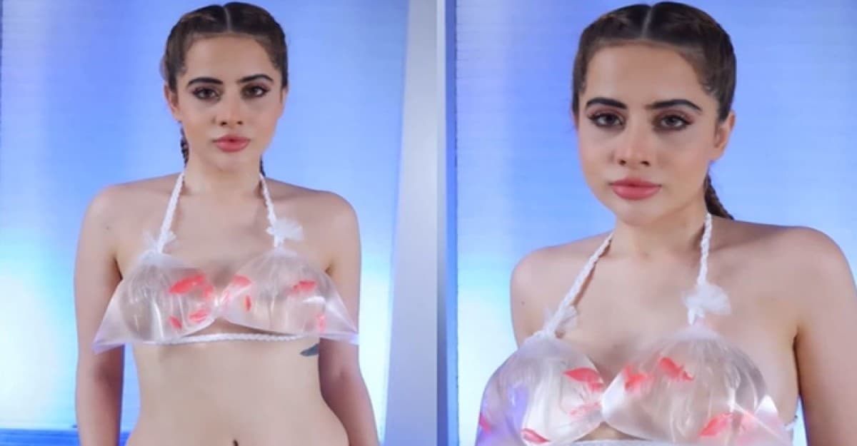 জ্যান্ত মাছ দিয়ে বুক ঢাকলেন উরফি