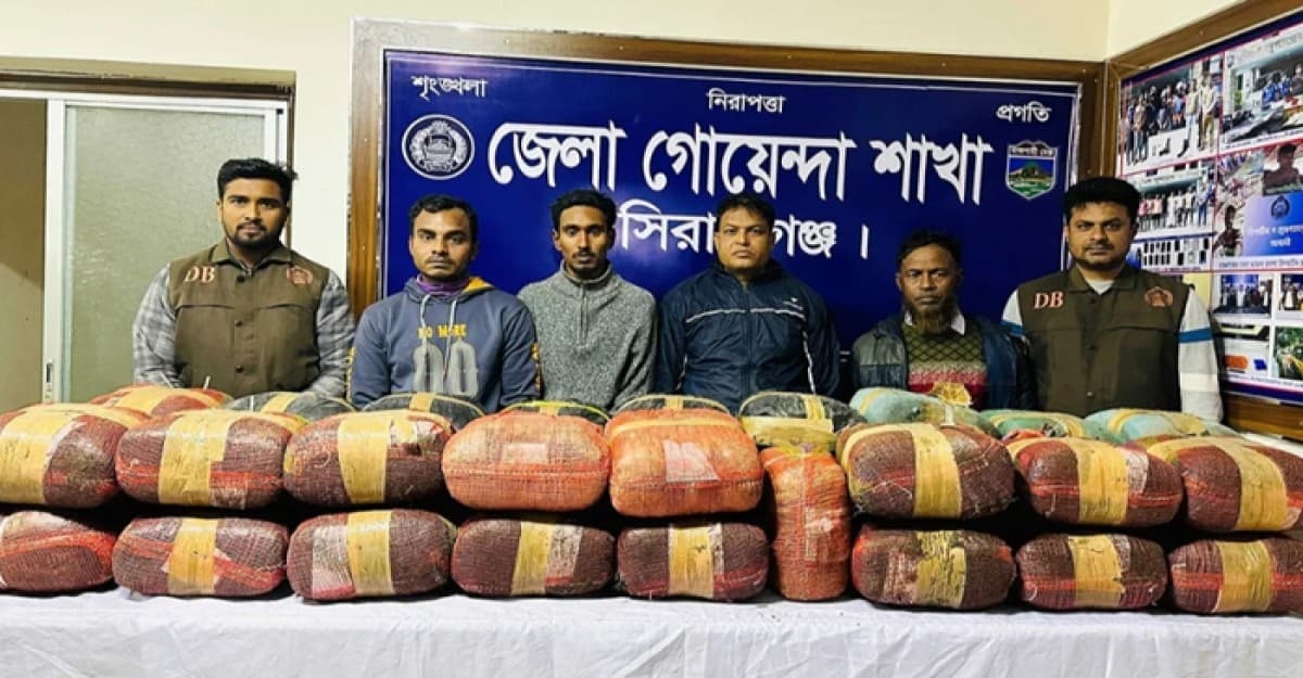 সিরাজগঞ্জে গাঁজাসহ ৪ মাদক কারবারি আটক