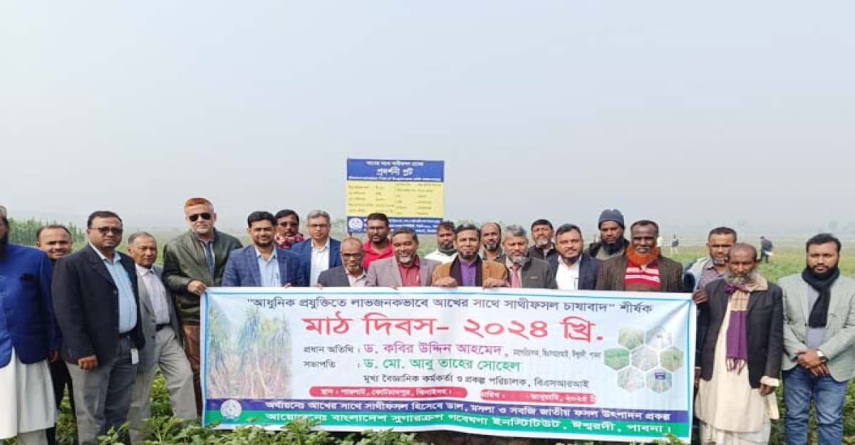 ঝিনাইদহে আখের সাথে সাথীফসল চাষাবাদ শীর্ষক মাঠ দিবস অনুষ্ঠিত