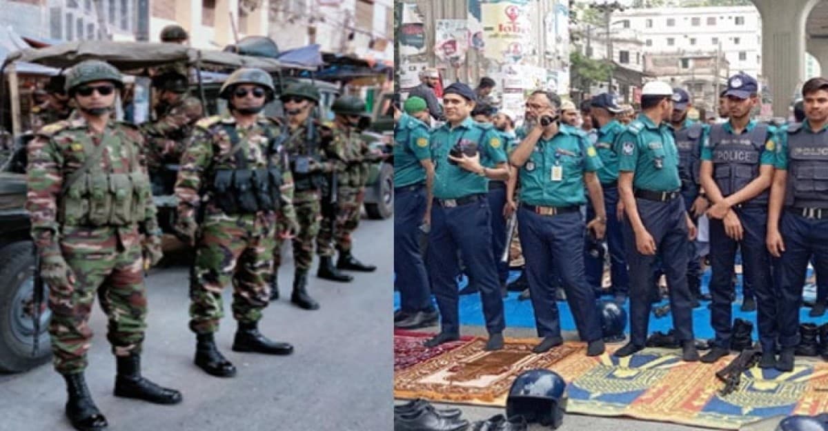 বায়তুল মোকাররম এলাকায় আইনশৃঙ্খলা বাহিনীর সতর্ক অবস্থান