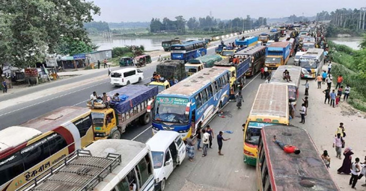 ঢাকা-টাঙ্গাইল মহাসড়কে তীব্র যানজট