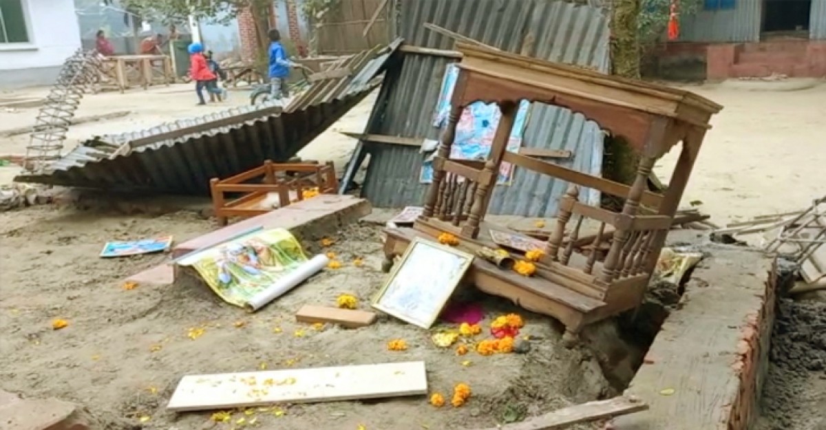 পূর্ব শত্রুতার জেরে হামলা, বাড়ি-ঘর ও নির্মাণাধীন মন্দির ভাঙচুর