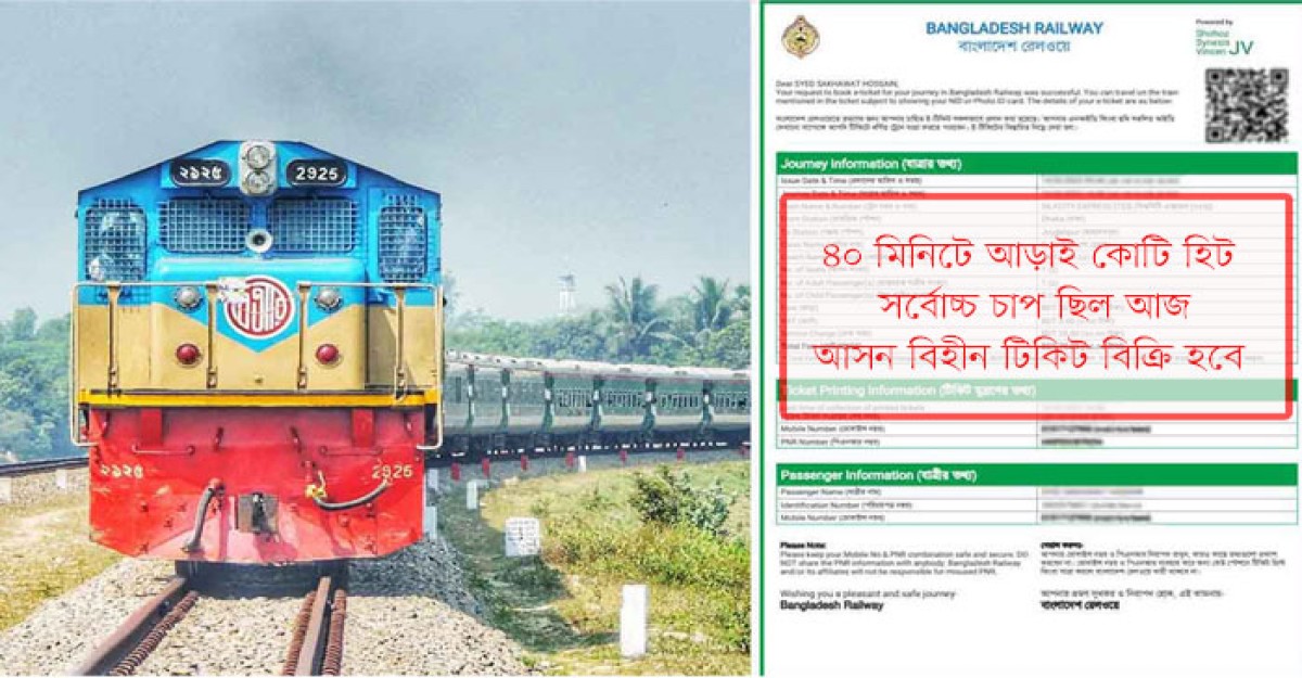 ট্রেনের অগ্রিম টিকিট কাটতে সর্বোচ্চ হিট আজ