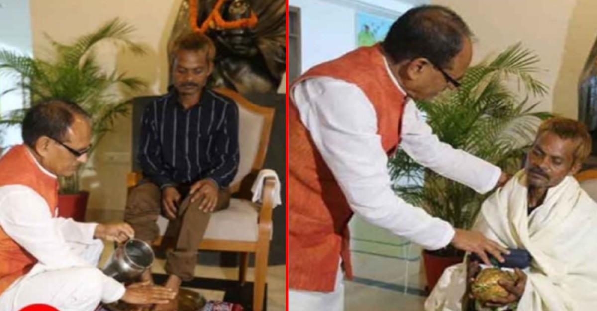 বিজেপিকর্মীর, পা ধুইয়ে ক্ষমা চাইলেন মুখ্যমন্ত্রী