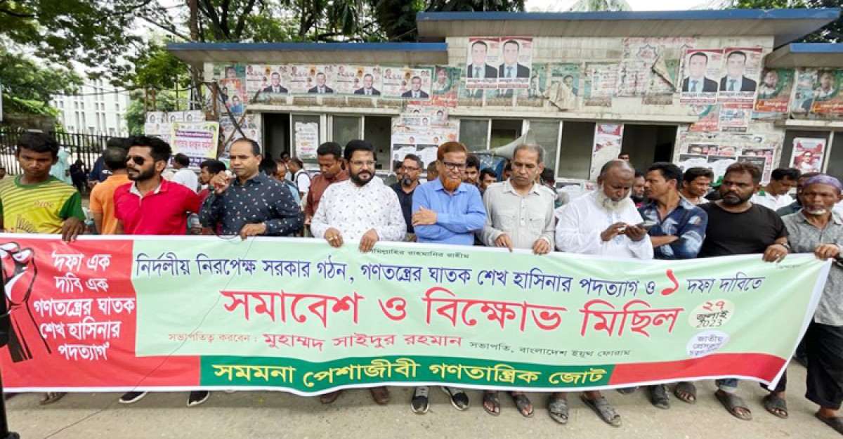 এক দফা দাবিতে পেশাজীবী গণতান্ত্রিক জোটের সমাবেশ