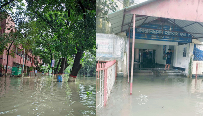 পানিবন্দী ঢাকা কলেজ হলের শিক্ষার্থীরা