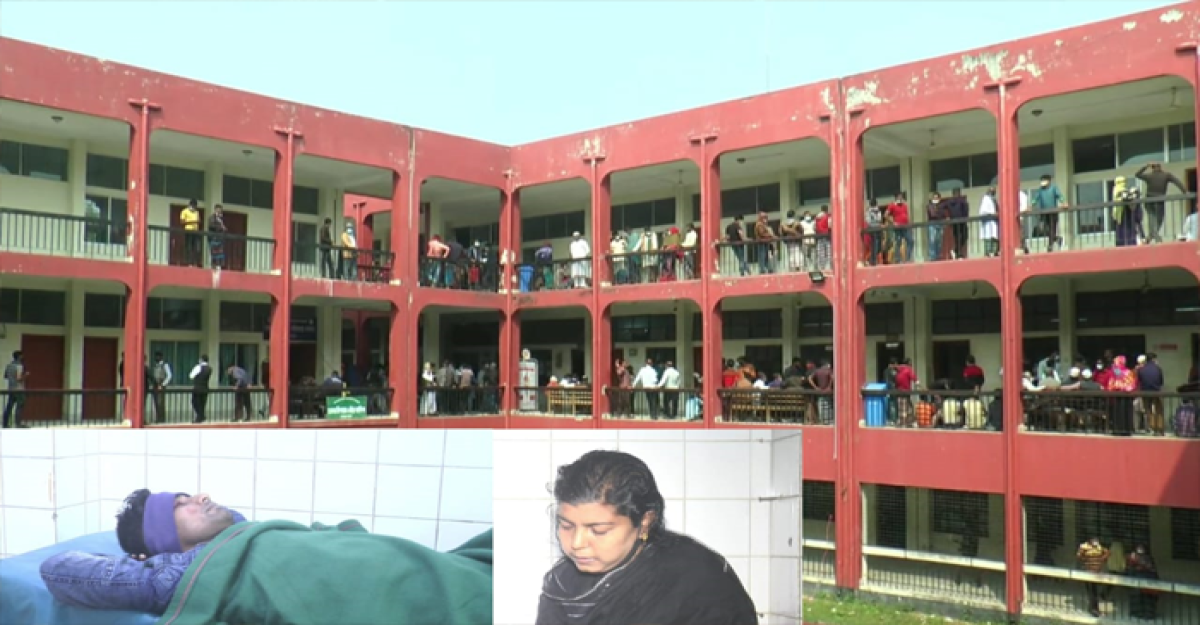 আদালত ভবন থেকে ধাক্কা দিয়ে স্ত্রীকে ফেলে দেওয়ার সময় পড়ে গেলেন স্বামীও
