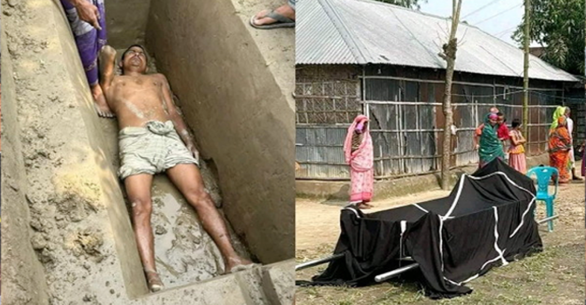 জমি রেজিস্ট্রির আগে বাবার মৃত্যু, কবরে শুয়ে দাফনে বাধা ছেলের