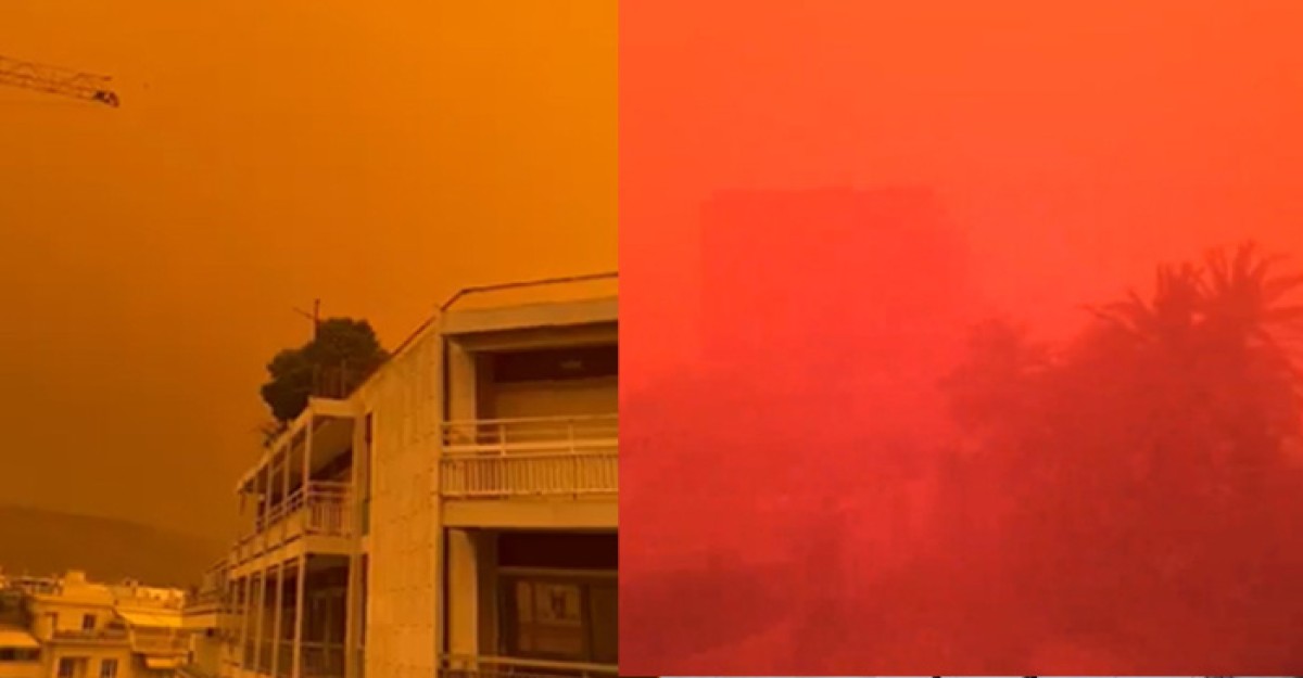 হঠাৎ কমলা রঙে রঙিন গ্রিসের আকাশ, লিবিয়ার লাল