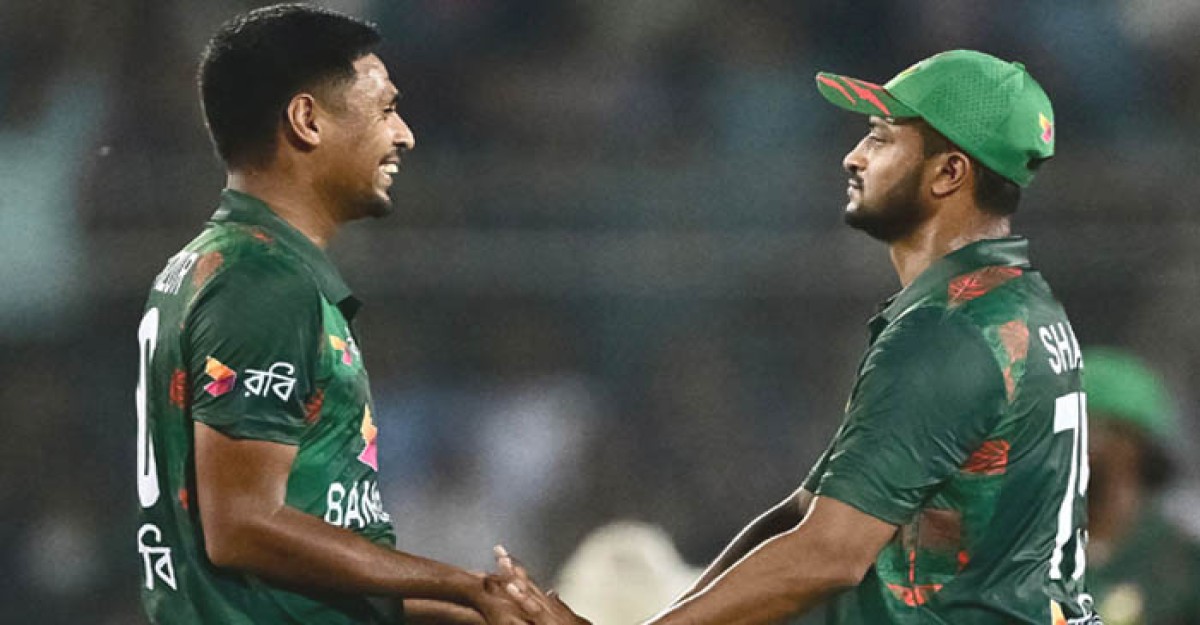 সাকিব-মুস্তাফিজের ম্যাজিকে বাংলাদেশের শ্বাসরুদ্ধকর জয়