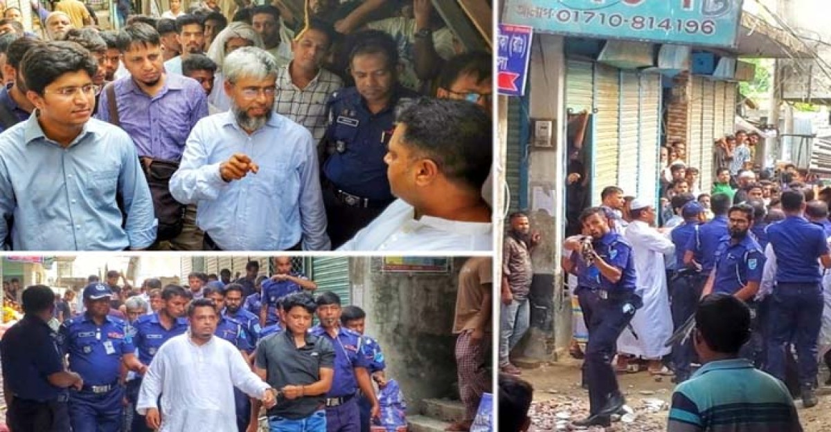 রাজউকের মোবাইল কোর্ট চলাকালীন সন্ত্রাসী হামলা পুলিশ সদস্য আহত