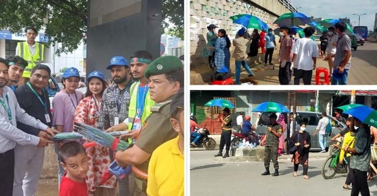 ছাত্রছাত্রীদের মাঝে ছাতা-ক্যাপ বিতরণ করল রিয়েল ক্যাপিটা গ্রুপ