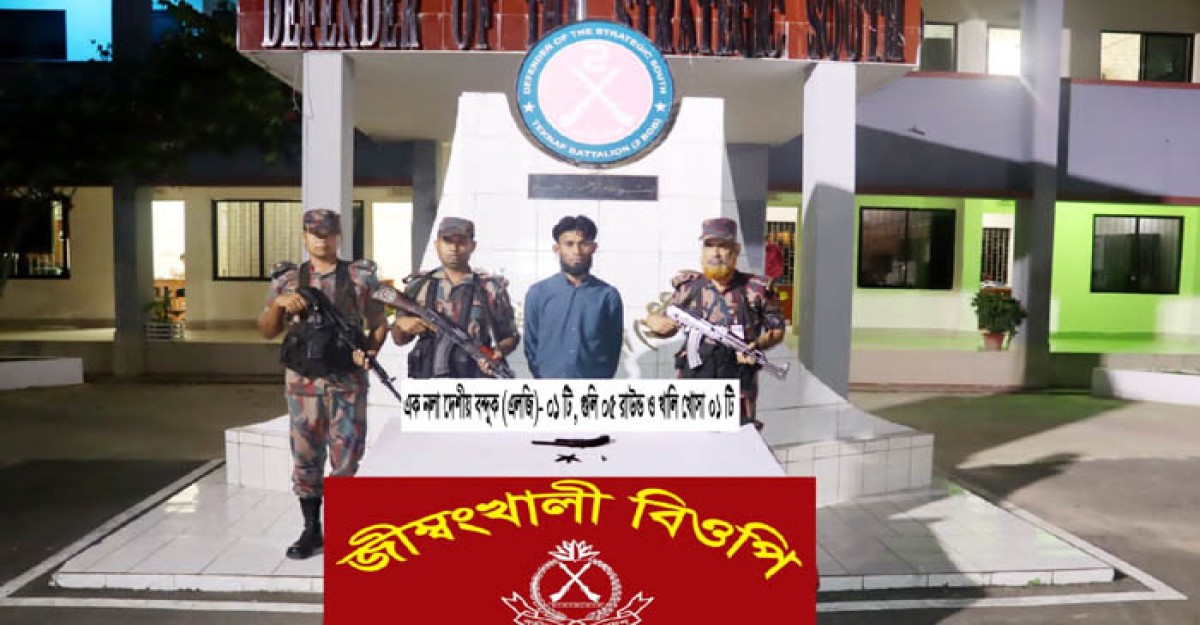 মিয়ানমার থেকে আসা রোহিঙ্গাকে অস্ত্র ও গুলিসহ আটক করেছে বিজিবি