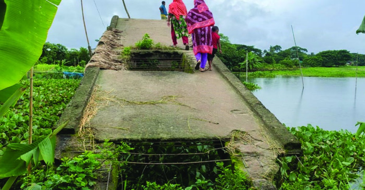 তিতাসে ঝুঁকিপূর্ণ সেতু দিয়ে হাজারো মানুষের চলাচল