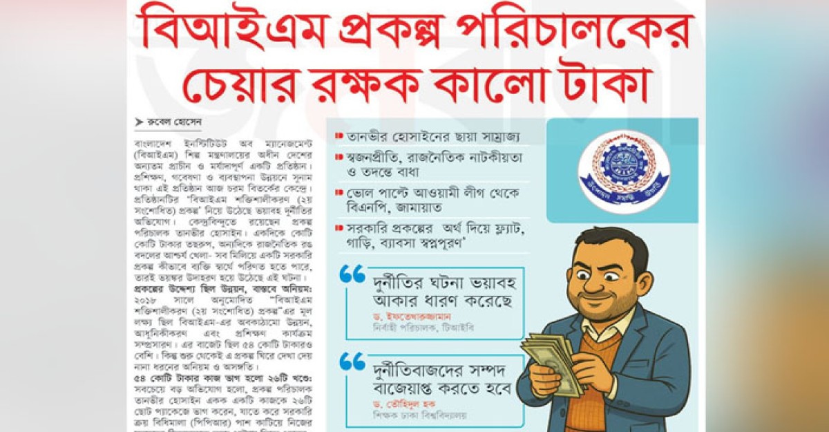 বিআইএম প্রকল্প পরিচালকের চেয়ার রক্ষক কালো টাকা